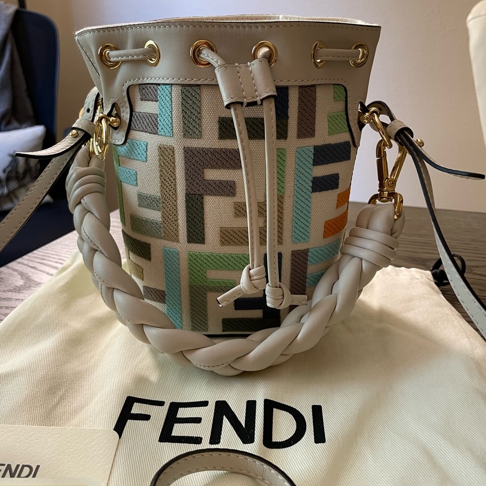Fendi Mon Tresor Multicolor canvas mini-bag with FF embroidery